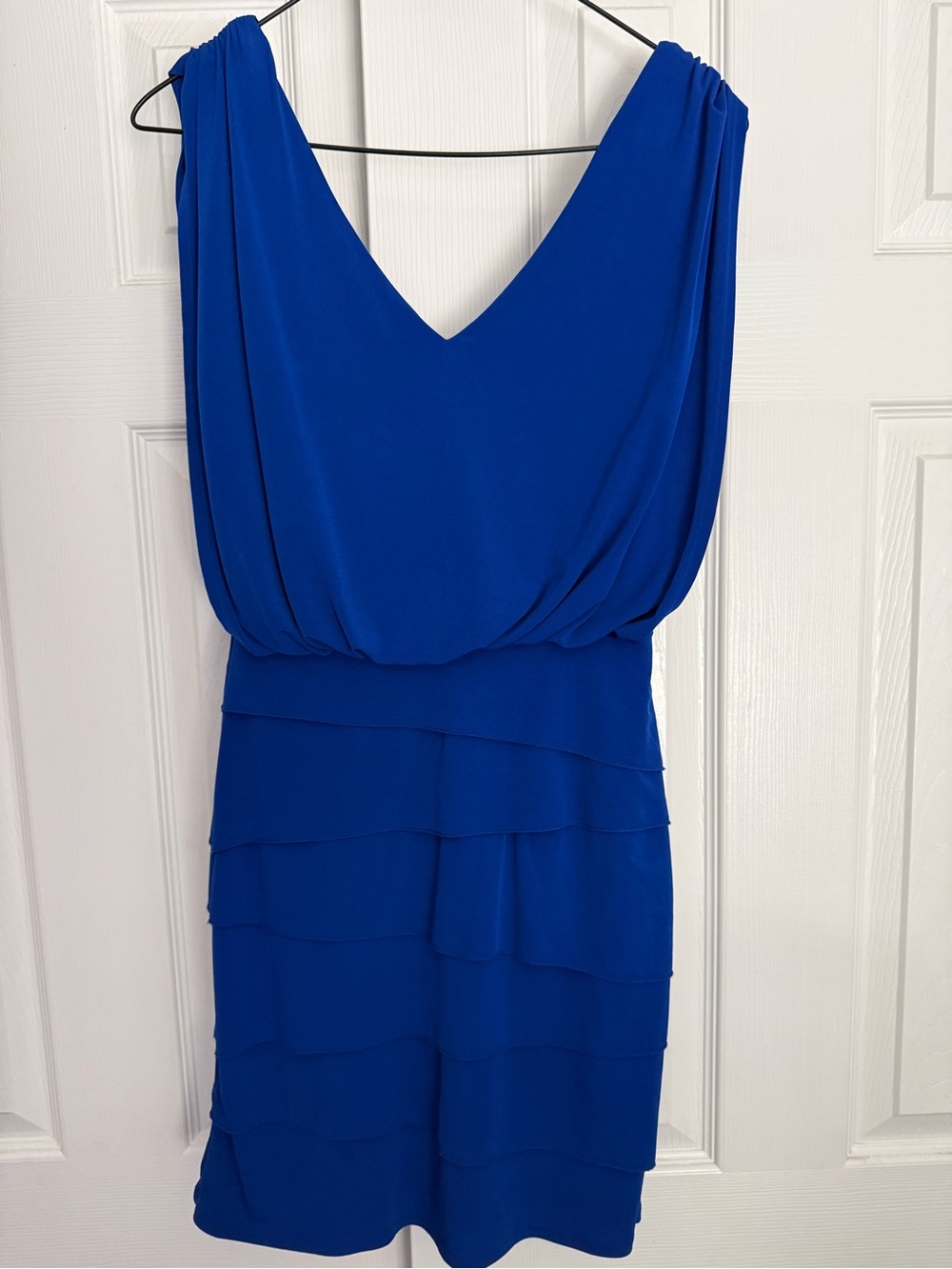 Cache Royal Blue V-Neck Tiered Mini Dress